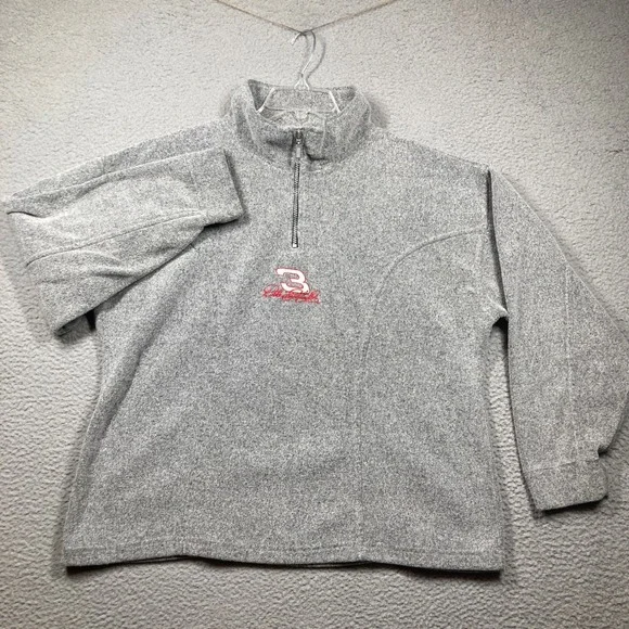 Dale Earnhardt 3 Sr 1/4 Zip Pullover Mens XL Grey Nascar Racing Sweatshirt - Picture 2 of 10